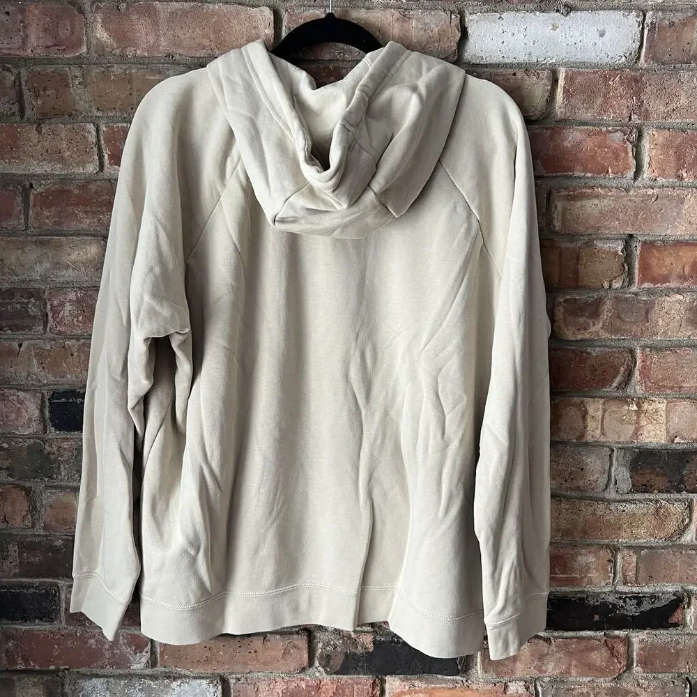 Nike Sportswear Club Fleece Pullover Hoodie Cream Sand Beige Women's XL